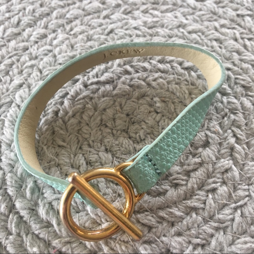 J. Crew Mint Textured Leather Bracelet Gold